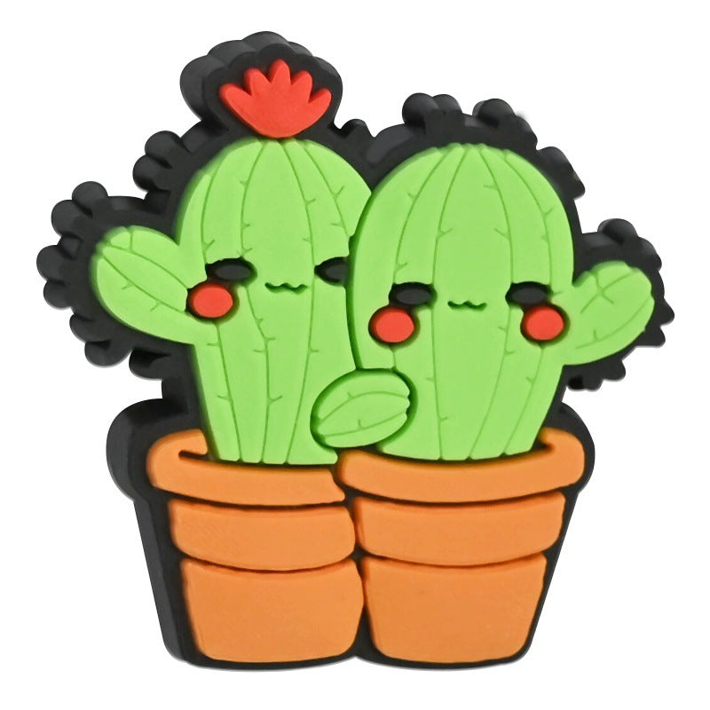 Wholesale   Random 100pcs Cactus series soft glue perforated double-sided thick patch DIY detachable beads